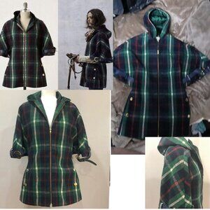 Anthropologie Madchen, Elegant Plaid Hooded Cape, Small